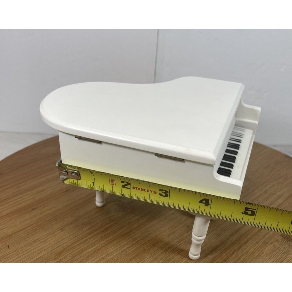 White Piano Music Box with Bench and Black Case Musical Boxes Gift for Christmas - Picture 11 of 13